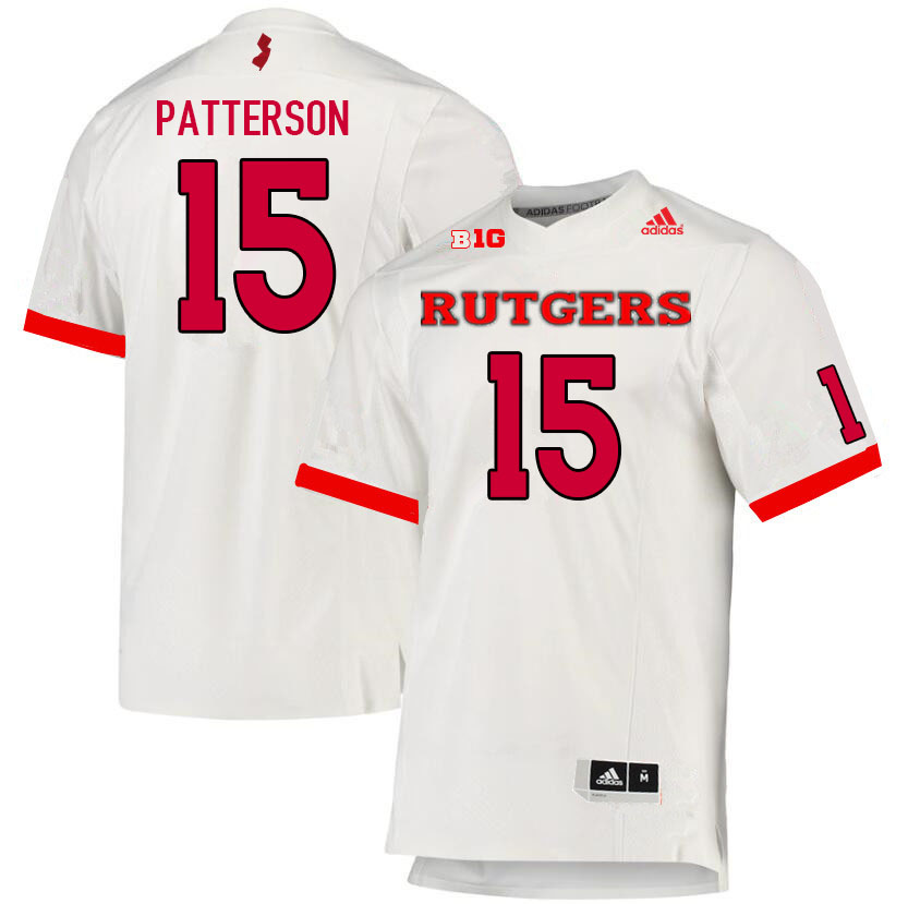 Men #15 Max Patterson Rutgers Scarlet Knights College Football Jerseys Sale-White